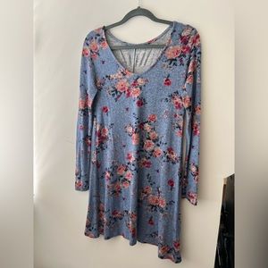 Blue floral long sleeve dress